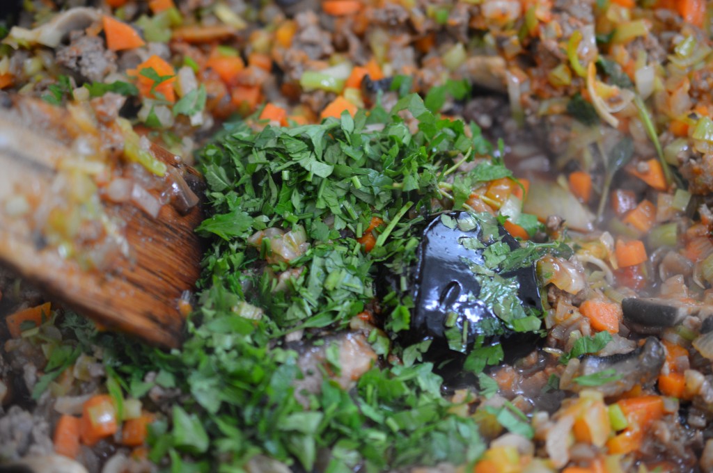 Cottage Pie - parsley and cube