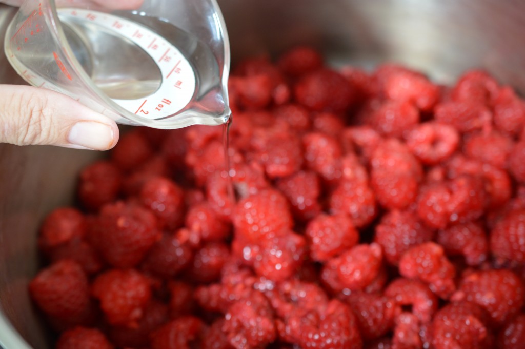 Raspberries - curd - in pan