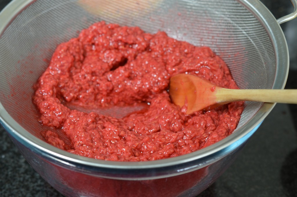 Raspberries - curd - sieve