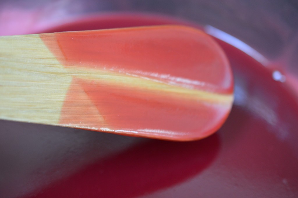 Raspberry Curd - wooden spoon
