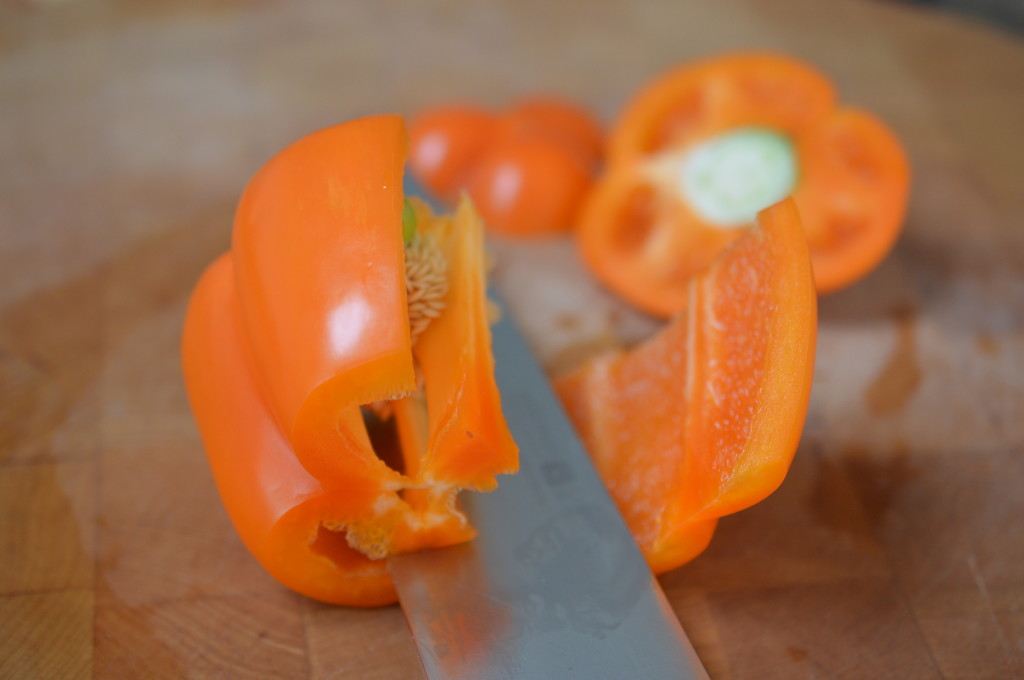 Roasted Pepper Salad deseeding
